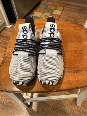 adidas Gray and Black Knit Lace-Up Sneakers